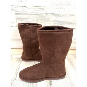 Ingaro Womens 10 Brown Faux Suede Winter Ankle Boots Cozy NEW